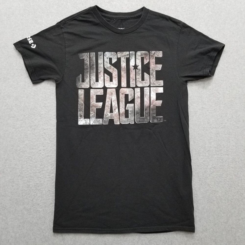 Justice‎ League Shirt Mens Small Black Short Sleeve Spell Out